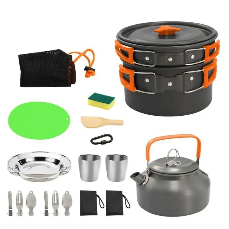 Camping Outdoor Supplies Hot Sale Camping Pot Teapot Set 2-3 People Picnic Barbecue Pot Cooker Equipment