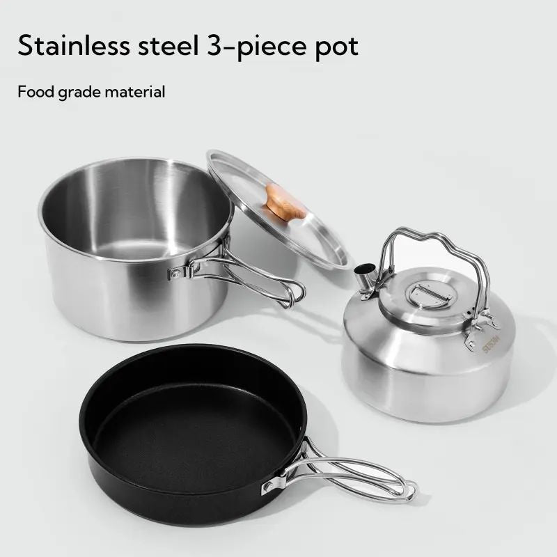 Camping Cookware Set Outdoor Cook Gear Lightweight Kitchen Utensils Hotpot Camping Pot Pans and Kettle