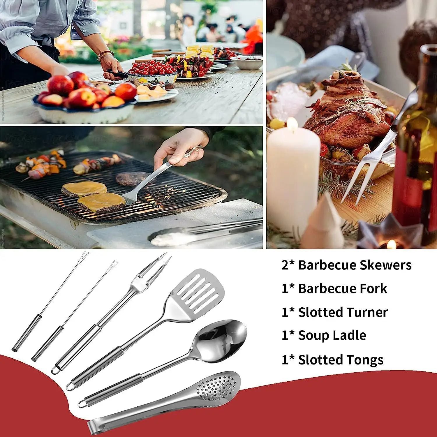 Camping Kitchen Utensil Set-27 Piece Cookware Kit, Stainless Steel Outdoor Cooking and Grilling Utensil Organizer Travel