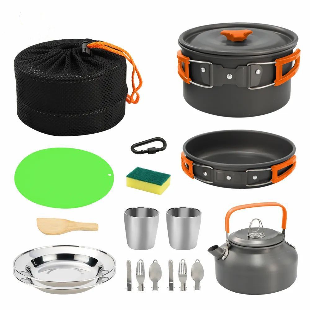 Camping Outdoor Supplies Hot Sale Camping Pot Teapot Set 2-3 People Picnic Barbecue Pot Cooker Equipment